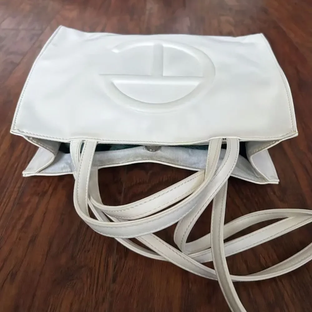 Telfar Shopping Bag Medium White Tote Crossbody Purse Vegan Leather Made in USA